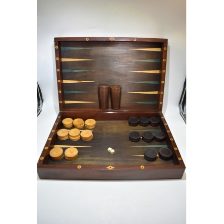 Grand Coffret jeux ancien Tric Trac Jacquet Backgammon Echecs Dames Echec dame plateau échiquier