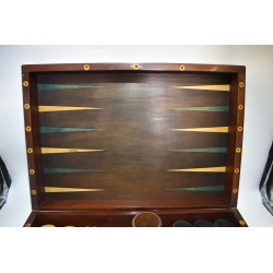 Grand Coffret jeux ancien Tric Trac Jacquet Backgammon Echecs Dames Echec dame plateau échiquier