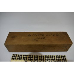 Jeu de dominos double 9 ancien Os et Ebène Riveté boite bois ancienne jeux de société domino