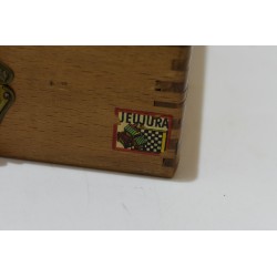 Coffret Jeujura 4 jeux ancien en bois vintage jeu nouveaux réunis petits chevaux dames backgammon jeu de l'oie