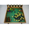 Coffret Jeujura 4 jeux ancien en bois vintage jeu nouveaux réunis petits chevaux dames backgammon jeu de l'oie