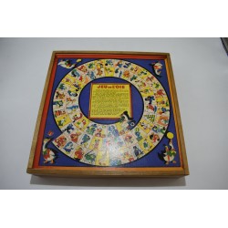 Coffret Jeujura 4 jeux ancien en bois vintage jeu nouveaux réunis petits chevaux dames backgammon jeu de l'oie