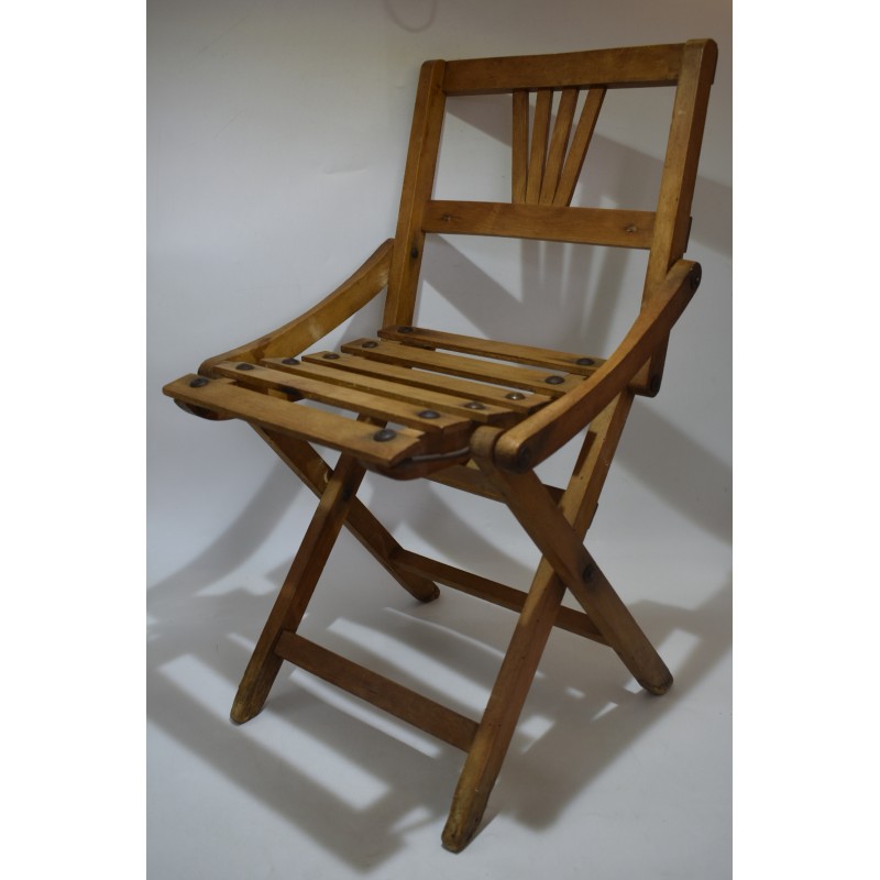 Ancienne Petite chaise pliante en bois pour enfant jouet jeu maison de poupée
