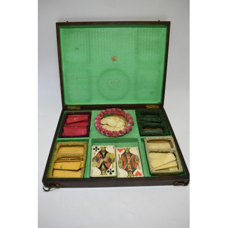 Coffret Bois Boite a jeux CHERON PARIS Tabletier du Roi 55 Rue Nve des Pts Champs