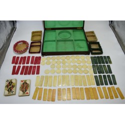 Coffret Bois Boite a jeux CHERON PARIS Tabletier du Roi 55 Rue Nve des Pts Champs