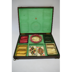 Coffret Bois Boite a jeux CHERON PARIS Tabletier du Roi 55 Rue Nve des Pts Champs