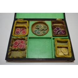 Coffret Mises bois jeu ancien jetons paris cartes poker dés dé jeux nouveaux reunis boite