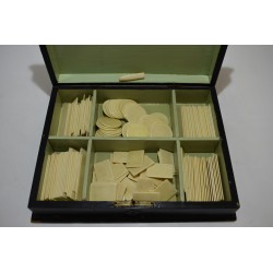 Boite de mises coffret a jeux ancien jeu nouveaux reunis jetons plaques poker dés cartes paris napoleon