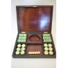 Coffret Napoléon mises jetons ancien ciselé teinté jeux nouveaux reunis boite bois plaques cartes dés poker d'as dé jeu