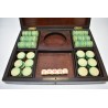 Coffret Napoléon mises jetons ancien ciselé teinté jeux nouveaux reunis boite bois plaques cartes dés poker d'as dé jeu