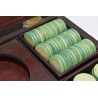 Coffret Napoléon mises jetons ancien ciselé teinté jeux nouveaux reunis boite bois plaques cartes dés poker d'as dé jeu