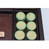 Coffret Napoléon mises jetons ancien ciselé teinté jeux nouveaux reunis boite bois plaques cartes dés poker d'as dé jeu