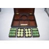 Coffret Napoléon mises jetons ancien ciselé teinté jeux nouveaux reunis boite bois plaques cartes dés poker d'as dé jeu