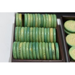 Coffret Napoléon mises jetons ancien ciselé teinté jeux nouveaux reunis boite bois plaques cartes dés poker d'as dé jeu