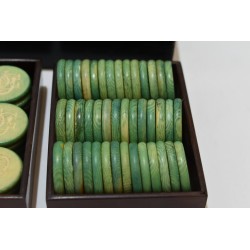 Coffret Napoléon mises jetons ancien ciselé teinté jeux nouveaux reunis boite bois plaques cartes dés poker d'as dé jeu