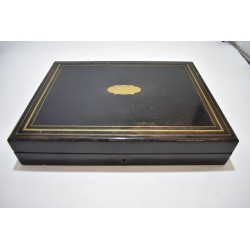 Coffret Napoléon mises jetons ancien ciselé teinté jeux nouveaux reunis boite bois plaques cartes dés poker d'as dé jeu