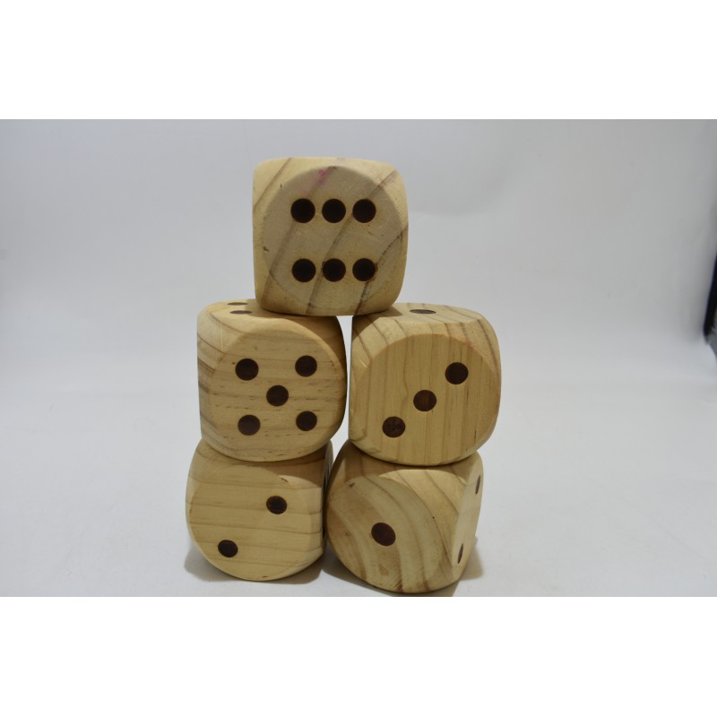 Lot de 5 gros Dés en bois jeu jouet jeux de société dé décoration
