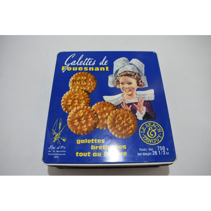 Galettes de Fouesnant Boite en métal tole vintage Epi d'or Tanguy Le seac'h rangement biscuit