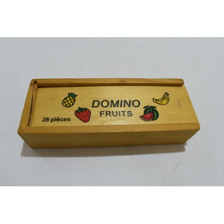 Dominos des fruits 28 pieces en bois jeux de société bois double six boite coffret
