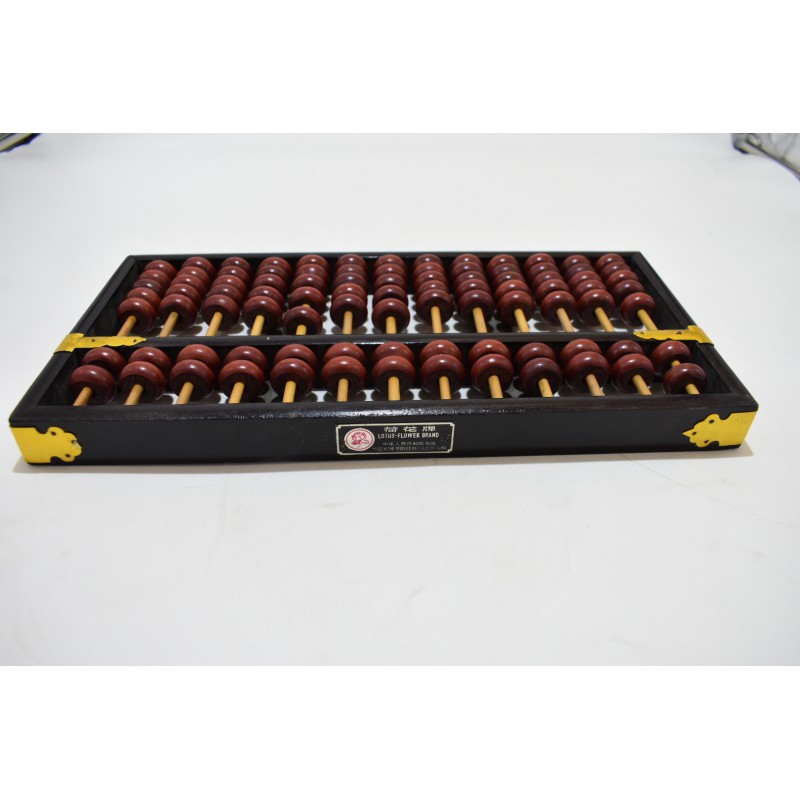 Boulier Bois Ancien Abacus Lotus Flower Brand 13 Tiges Bambou 91 Perles jeu compte points