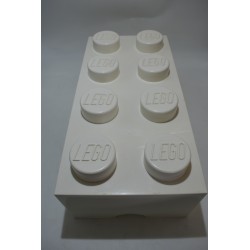 Lego Brique blanche boite de rangement empilable 50 X 18 X 25  cms coffre a jouet blanc