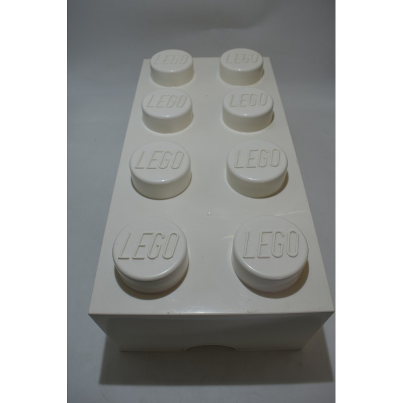 Lego Brique blanche boite de rangement empilable 50 X 18 X 25  cms coffre a jouet blanc