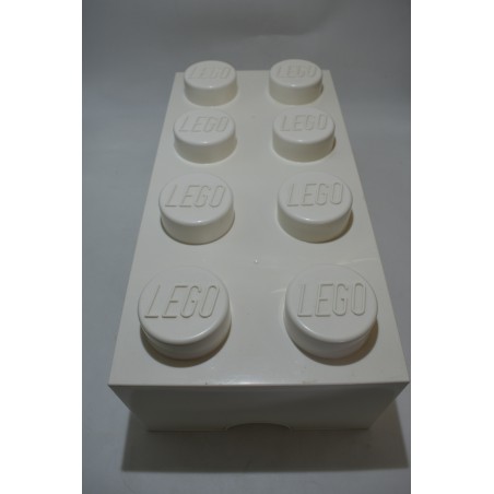 Lego Brique blanche boite de rangement empilable 50 X 18 X 25  cms coffre a jouet blanc