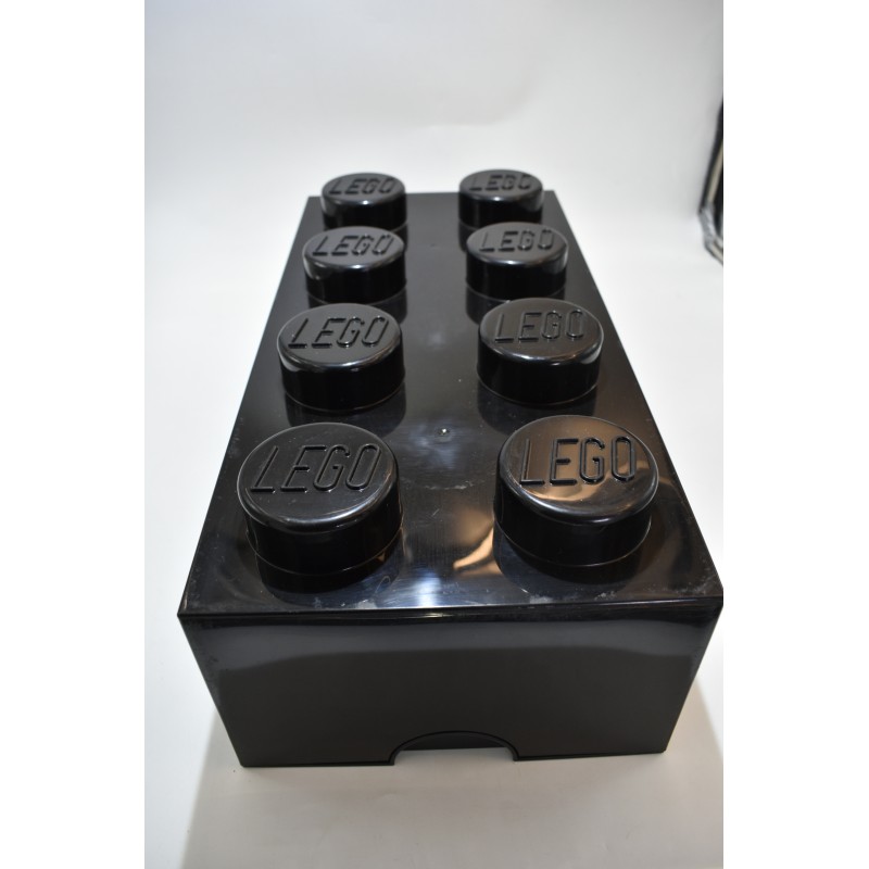 Lego Brique noire boite de rangement empilable 50 X 18 X 25  cms coffre a jouet noir