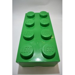 Lego Brique vert boite de rangement empilable 50 X 18 X 25  cms coffre a jouet vert