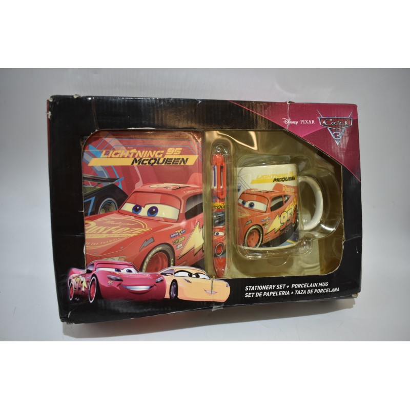 Disney Pixar Cars 3 ensemble de papeterie + tasse en porcelaine calepin stylo verre lightning mcqueen 95