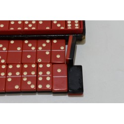 Jeux Morize Dominos vintage rouge et noir bi ton jeu de société coffret jeux nouveaux reunis