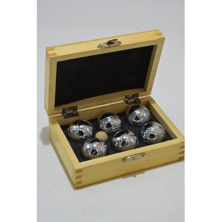 Coffret Mini boule de petanque cochonnet boite en bois jeu de boules jeux