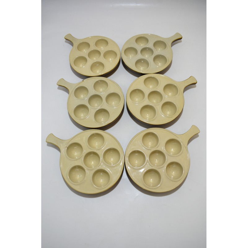 Poelons 6 caquelons Escargots plat gres ceramique service lot four