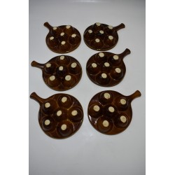 Poelons 6 caquelons Escargots plat gres ceramique service lot four