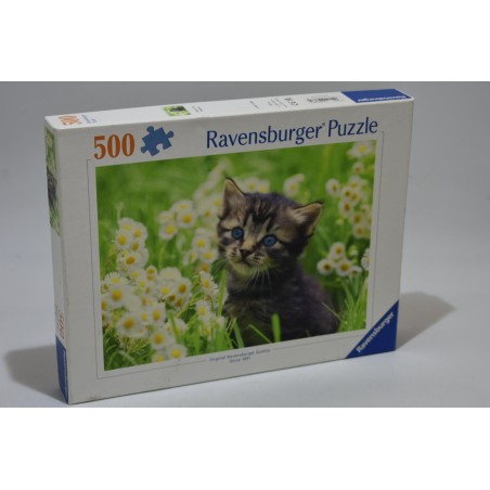 Puzzle 500 ravensburger Cat in the meadow jeu jouet casse tete puzzles chaton dans le champ