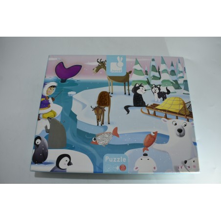Janod Puzzle Tactile géant Eveil sens touché pole nord igloo esquimau
