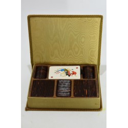 Ancien Coffret jetons bakélite style nacre mises look livre bibliothèque cartes a jouer jeux grimaud bridge canasta poker