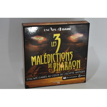 Les 3 malédictios du Pharaon Escape Game egypte antiques Edition Hachette Heroes jeu de société jeux exit labyrinthe sphinx