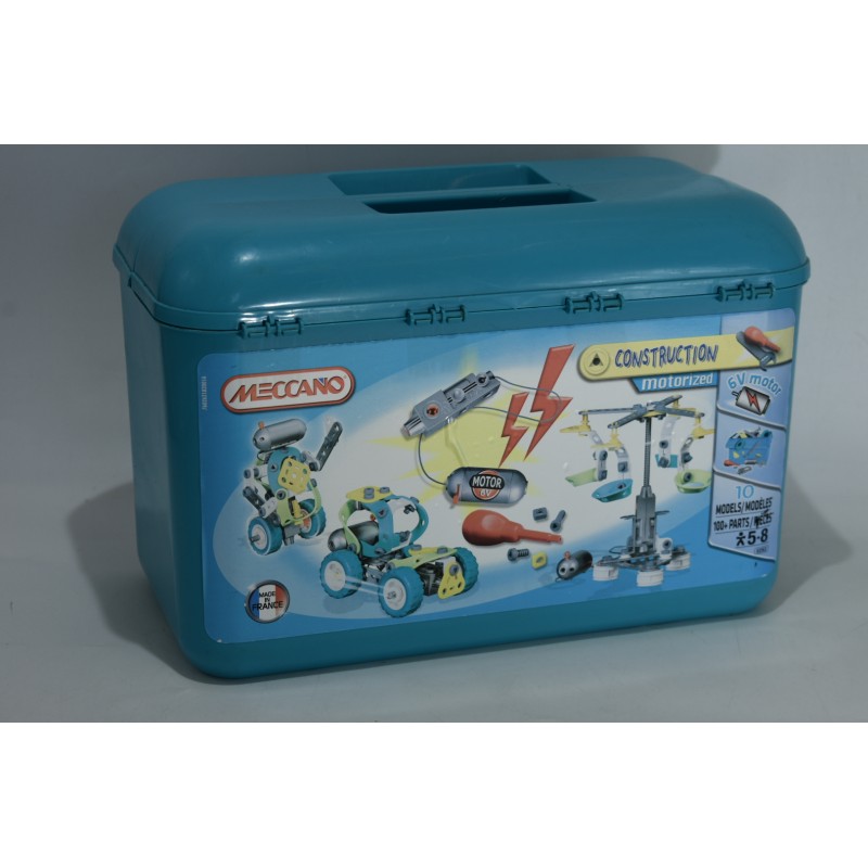 Meccano Construction Motorized 6V motor 10 modeles 100 pieces 0262 set coffret malette valise