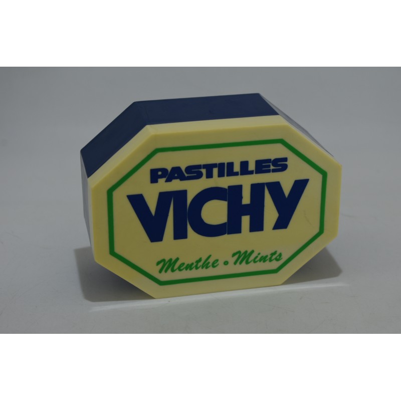 Boite ancienne 1992 pastilles vichy menthe mint retro forme bonbon pub objet