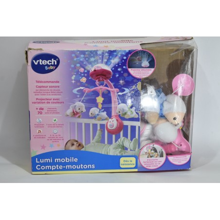 Vtech Baby Lumi Mobile Compte moutons rose lumiere veilleuse berceuse peluche projecteur telecommande