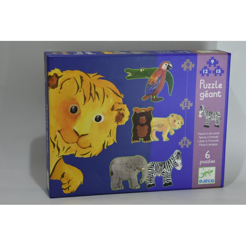 Puzzle Géant Djeco 6 puzzles fauve et ses amis jeu puzzles eveil animaux jungle singes