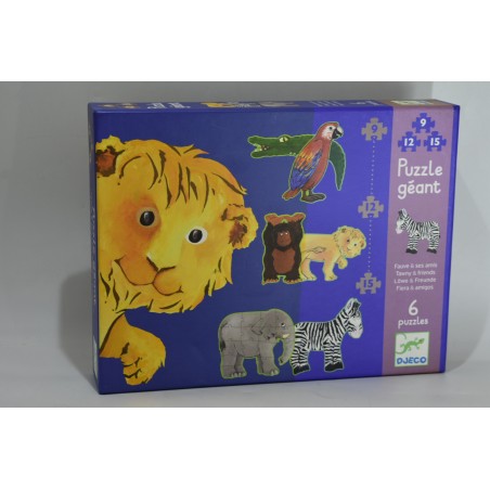 Puzzle Géant Djeco 6 puzzles fauve et ses amis jeu puzzles eveil animaux jungle singes