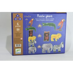 Puzzle Géant Djeco 6 puzzles fauve et ses amis jeu puzzles eveil animaux jungle singes