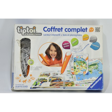 Tiptoi Coffret Complet lecteur interactif OID + livre Edition Ravensburger jeu électronique Tip toi mon premier atlas jeux