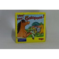 Hop ! Hop ! Galopons ! Edition Haba jeu de société bois jeux observation chevaux pré box écuries galop