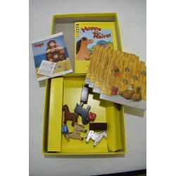 Hop ! Hop ! Galopons ! Edition Haba jeu de société bois jeux observation chevaux pré box écuries galop