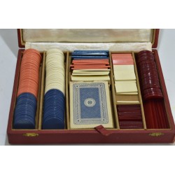 Anciens coffret mises bakélite jeu de cartes a jouer jeux de société anciens bridge poker table jetons bakelite