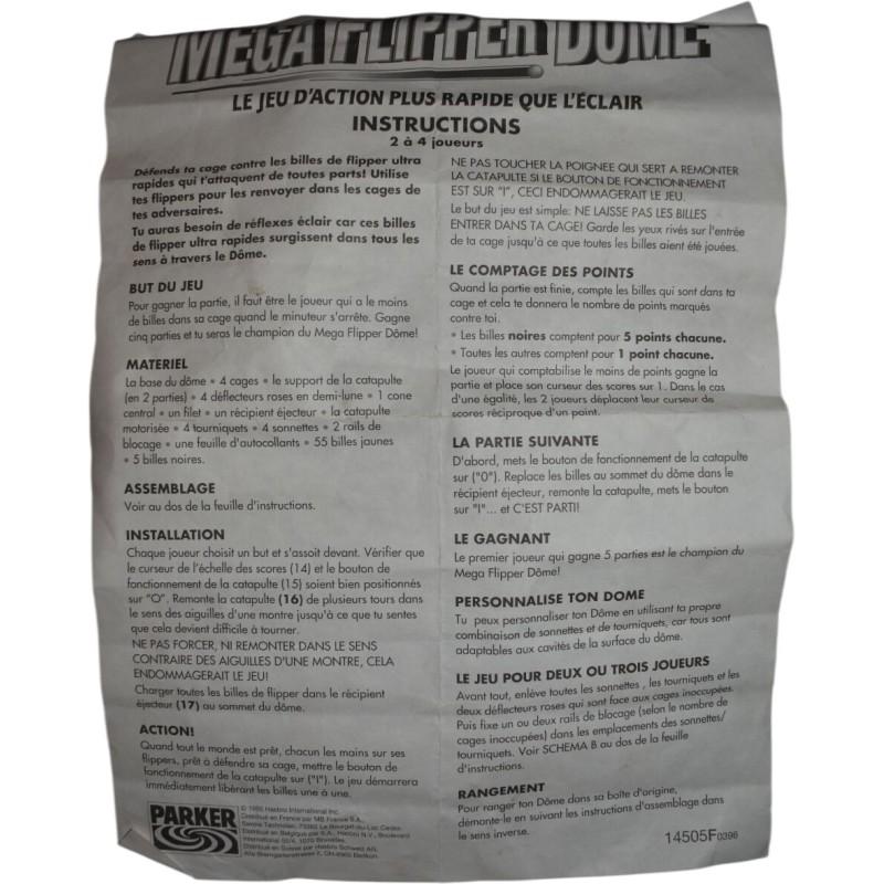 Parker Mega Flipper Dôme Jeu d'Action Rapide 2-4 Joueurs Dès 8 Ans