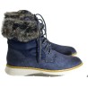 Bottes femme bleu marine fourrées fausse fourrure hiver style casual